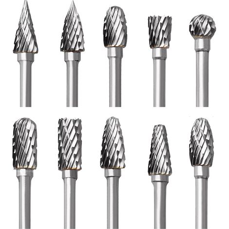 10-teiliger Schaftfräser-satz Aus Wolframstahl, Doppelseitig, Drehbar, 1/8"-schaft, Für Holzbearbeitung, Bohren, Polieren Und Metallbearbeitung
