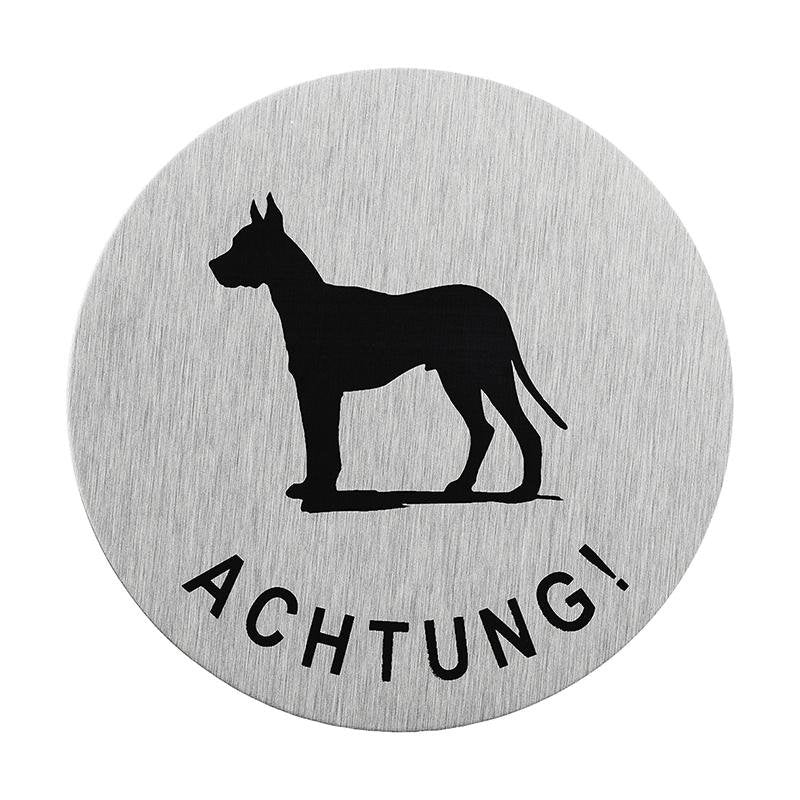 Aluminium T Rschild Achtung Hund 75mm