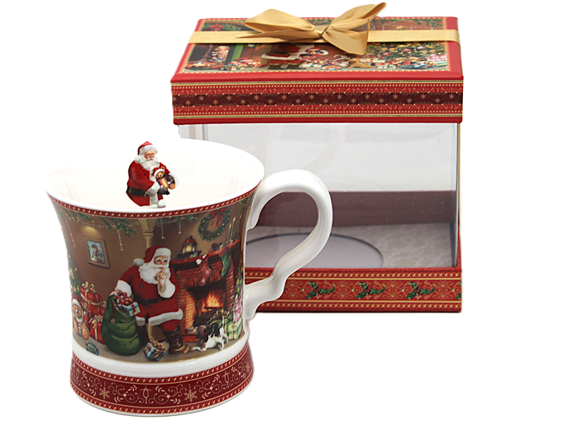 350 Ml Weihnachtsporzellanbecher Mit Weihnachtsmann- Und Geschenkmotiv