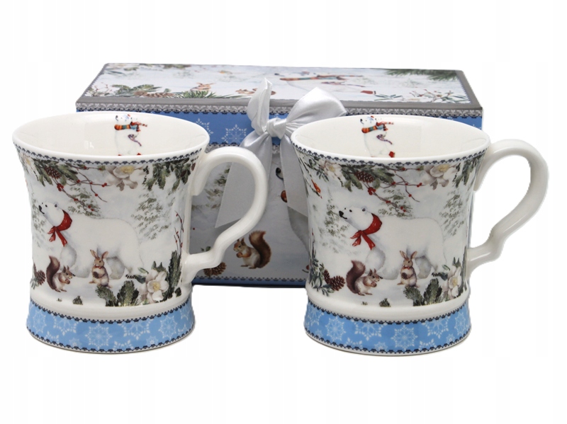 Porzellantassen, 350 Ml, 2er-set, Winter-teddybären, In Einer Geschenkbox