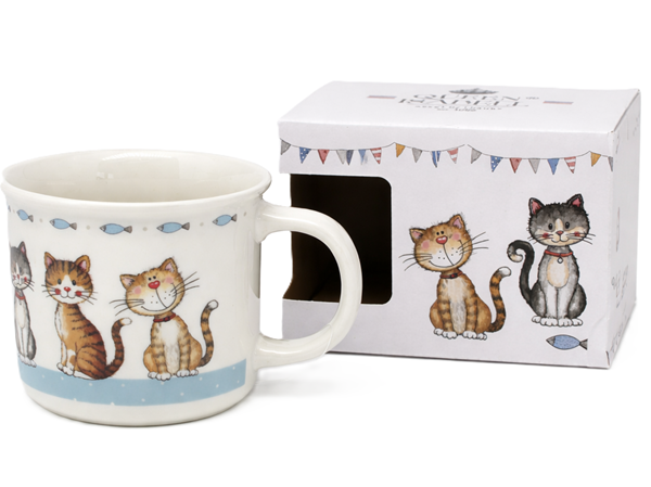 Großer Porzellanbecher 400 Ml, Katzenmotiv, Geschenkverpackung
