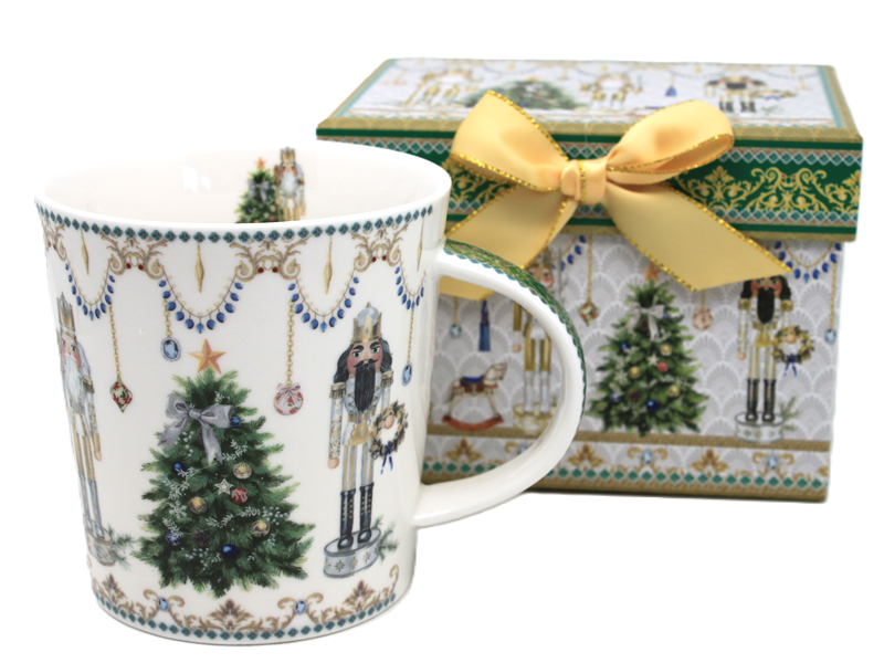 350 Ml Porzellan-weihnachtsbecher Mit Nussknacker- Und Weihnachtsbaummotiv