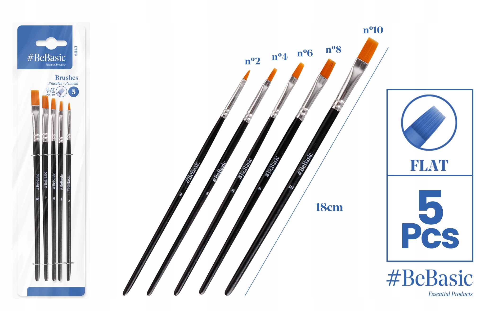 Bebasic Flachpinsel, 5-teiliges Set S043