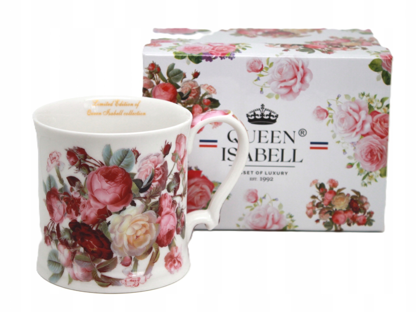 Elegante Große Porzellantasse Mit Rosenmuster, 360 Ml