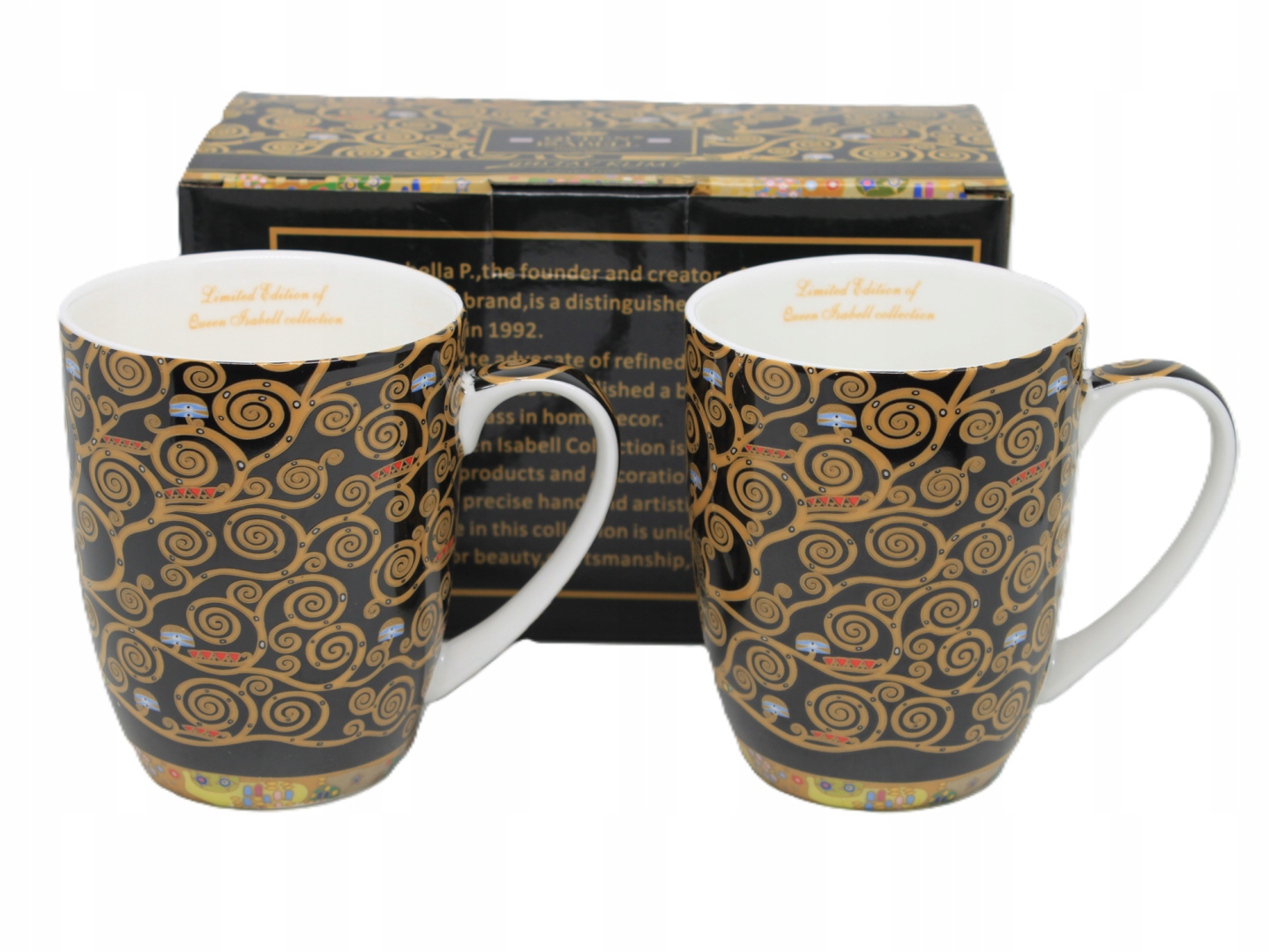 Großes Porzellantassen-set (400 Ml) In Einer Geschenkbox, Motiv: Klimts Lebensbaum