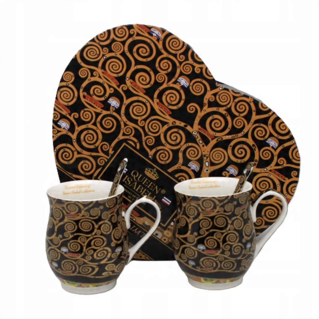 Set Aus Großen 350-ml-porzellanbechern In Einer Geschenkbox, Klimt-lebensbaum