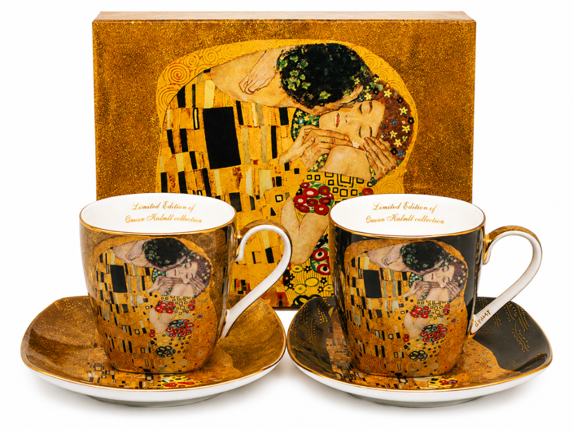 Klimt Kiss Porzellan-espressotassen, 2er-set À 100 Ml, Als Geschenkidee