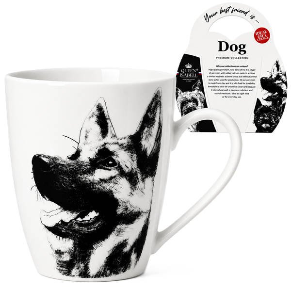 Porzellanbecher Mit Deutschem Schäferhundmotiv, 350 Ml, Queen Isabell Premium-geschenk