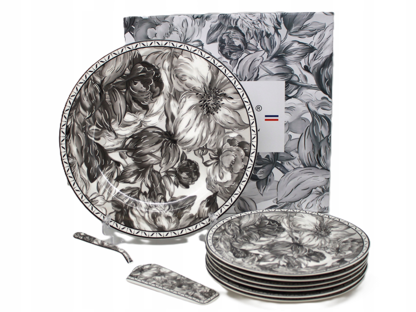 Porzellanteller, Set Mit Spatel In Einer Schachtel, Kollektion Graue Rose