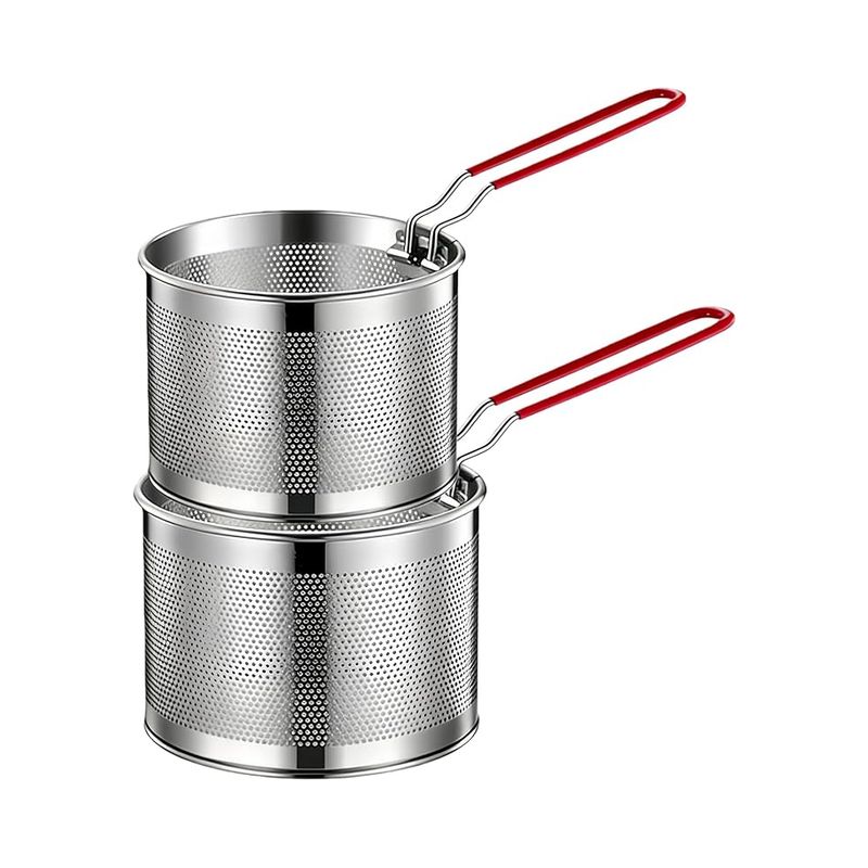 Edelstahl-lebensmittelsieb, Nudelsieb, Edelstahl-nudelsieb Mit Abnehmbarem Griff Zum Waschen, Abtropfen, Braten Und Dämpfen (16 Cm + 18 Cm)