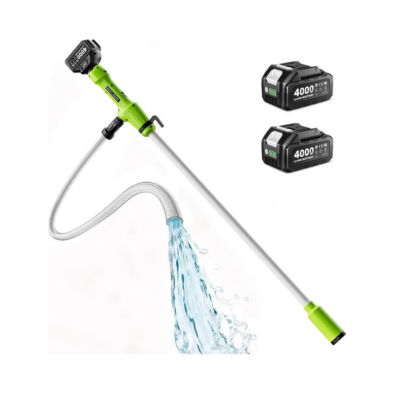 Wasser-diesel-transferpumpe Mit Filter, Ø 5,6 Cm, 2725 L/h Förderleistung, 60 Min. Akkulaufzeit, 5 M Reichweite. Geeignet Für Keller, Schwimmbad, Teich, Regentonnen, Boote, Aquarien Und Wohnmobile.