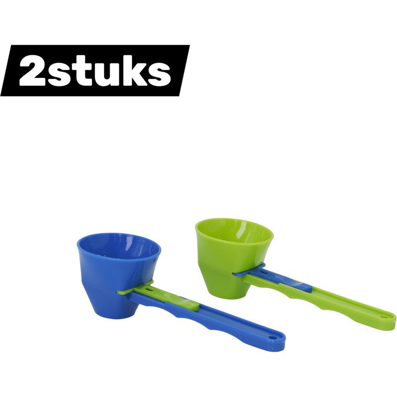 Set Mit 2 Verschiebbaren, Auslaufsicheren Messlöffeln Für Kaffeepulver, Dosen Und Gläser, Blau Und Grün