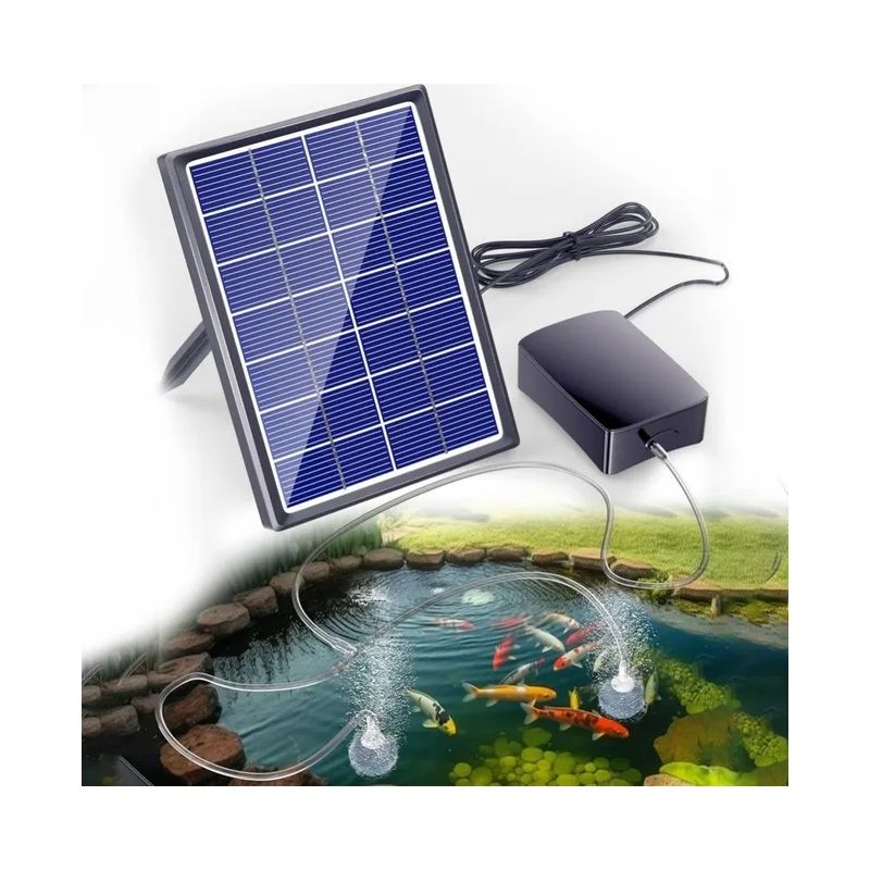 Solarbetriebene Luftpumpe Für Fischteiche – Fördermenge 0,8 L/min – Tragbarer Belüfter Für Teiche Und Hydrokultur