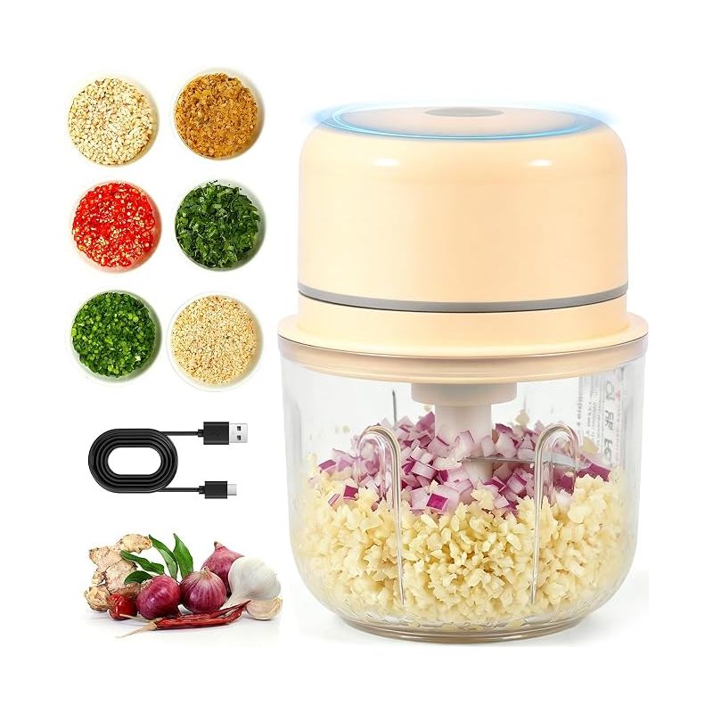 Elektrischer Zerkleinerer, 250 Ml, Usb-aufladbarer Mini-gemüsezerkleinerer Mit 3 Klingen, Tragbarer Kleiner Elektrischer Mixer Für Zwiebeln, Knoblauch, Obst, Nüsse Und Fleisch