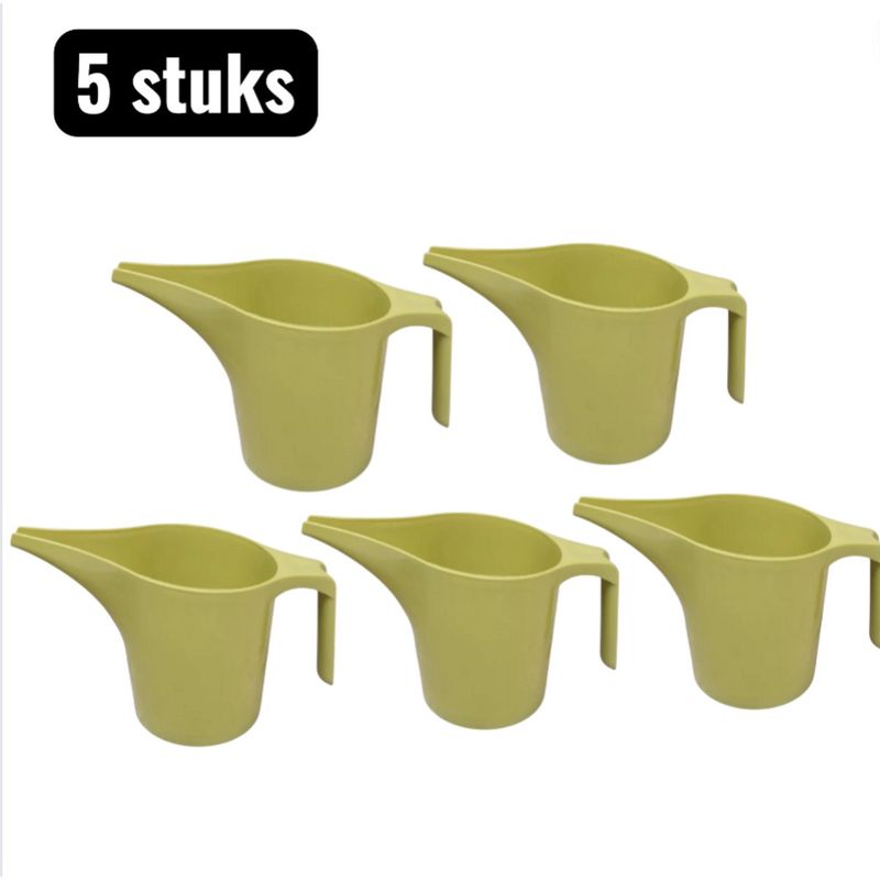 Set Mit 5 Kunststoff-gießkannen Mit Langem Ausguss, 1 Liter Fassungsvermögen, Für Zimmer- Und Gartenpflanzen, Präzise Bewässerung, Hellgrün