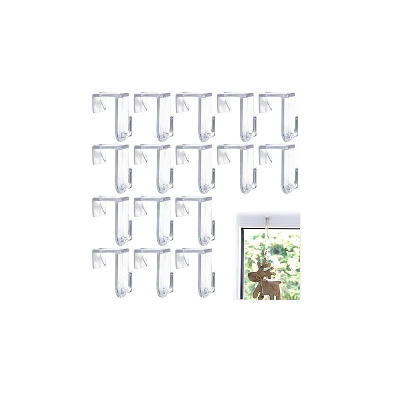 Fensterhaken, Bohrfreie Fensterhaken, Für Fenster Und Türen Bis Zu 16 Mm Dicke, 35 X 16 Mm (transparent)