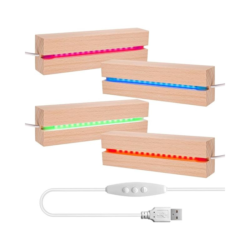 Rechteckige Led-sockel Aus Holz, Ornamente, Usb-lichtsockel, Ständer, Led-sockel Für Acrylglas, Led-display-sockel Für Glasblöcke Und Kristalle