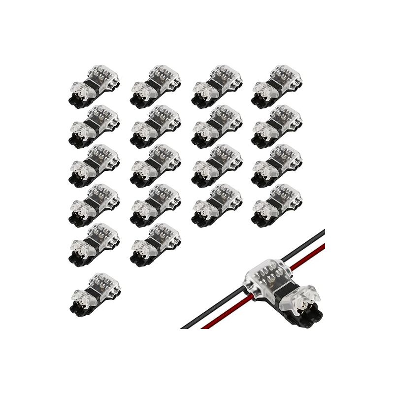 2-poliger T-stecker Für Elektrische Leitungen 20/22 Awg, Wasserdichter, Nahtloser Elektrischer Stecker Für Niederspannungskabel, Led-stecker Und Elektrischer Stecker Für Auto- Und Beleuchtungstechnik