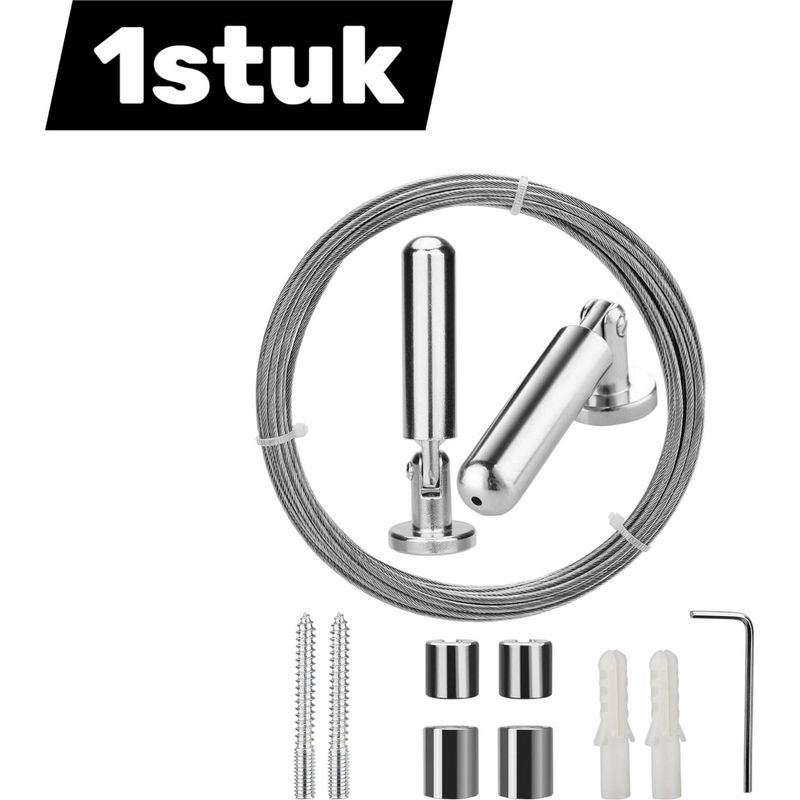 Wäscheleine Aus Edelstahl Zum Aufhängen Von Duschvorhängen Und Gardinen Mit Robustem Spannsystem, Silberfarben