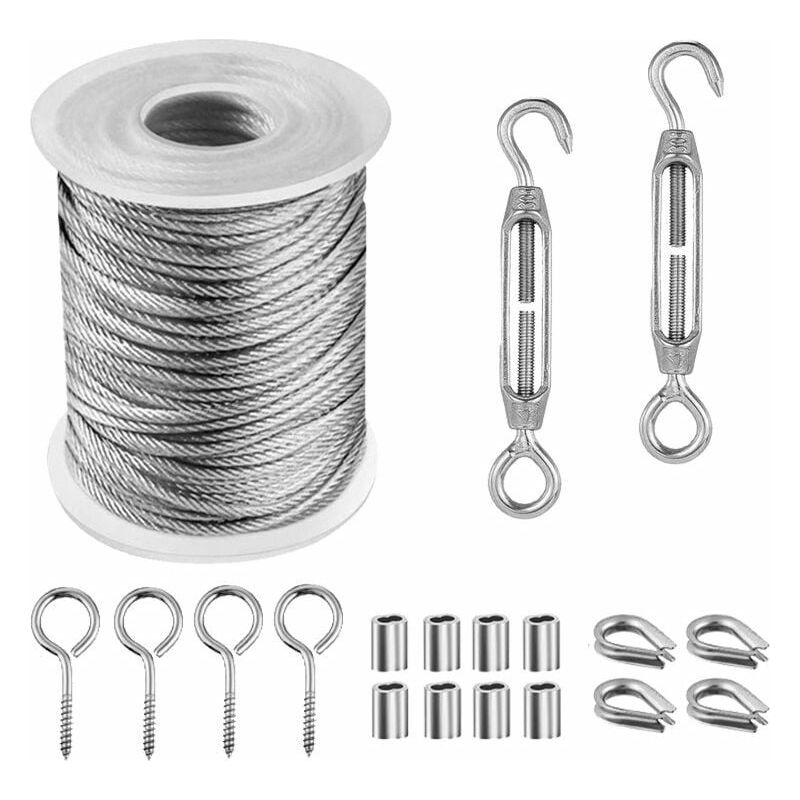 15 M Edelstahl-aufhängeseil-set, Beschichtetes Edelstahlseil Mit Spannern, Metallseil-set Für Kletterpflanzen, Zum Aufhängen Im Freien, Wäscheleine – Farbe