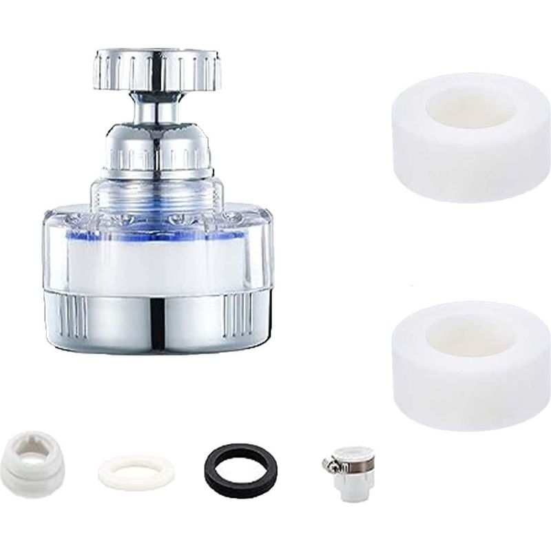 Wasserhahnfilter, 360° Drehbarer Anti-kalk-wasserhahnfilter, Kalkentferner-wasserhahnfilter, Anti-kalk-filter Mit Universaladapter, 2-teilige Küchenfilterkartusche Und Verlängerungsrohr