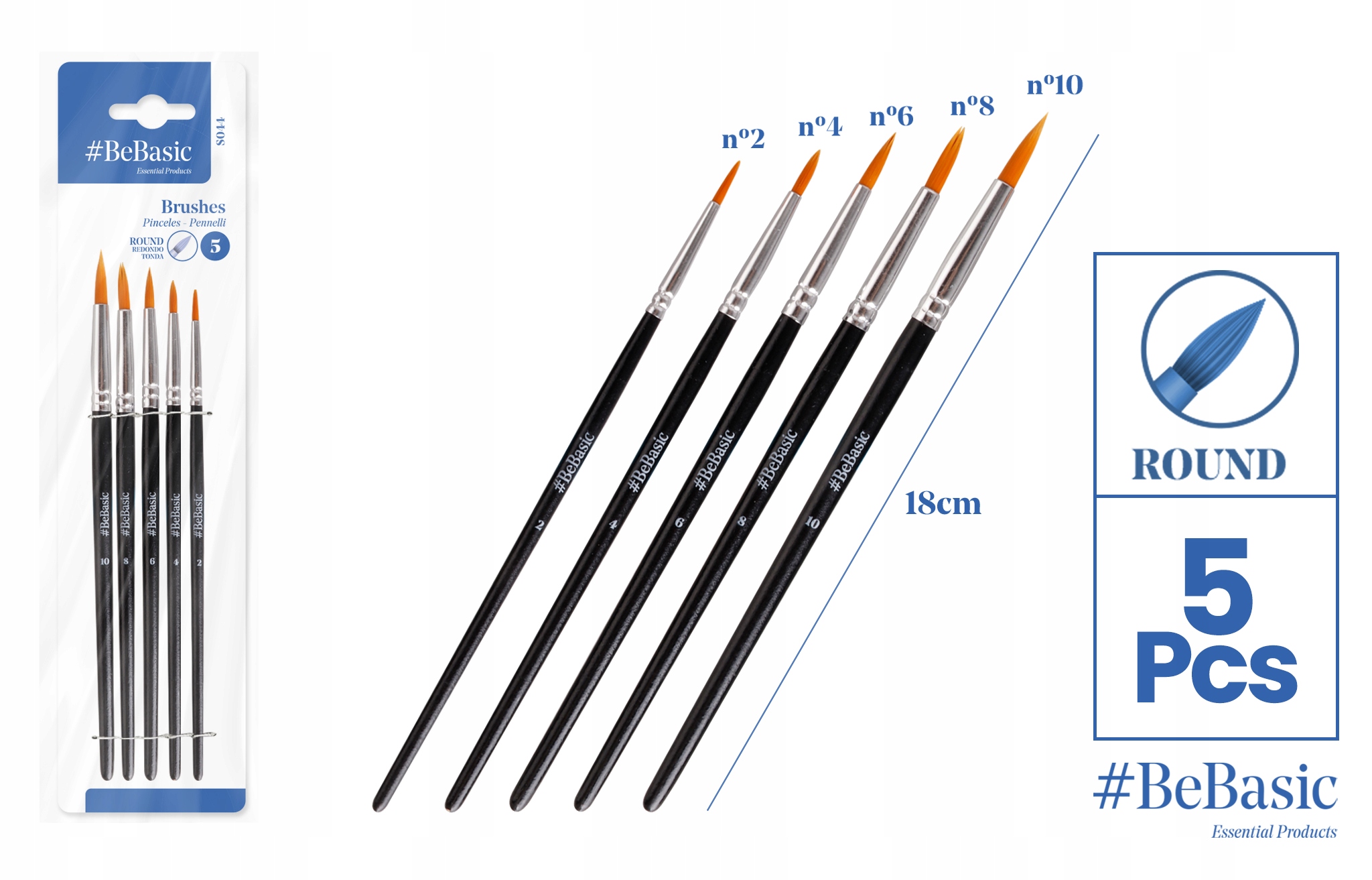 Bebasic Rundpinsel, 5er-set S044