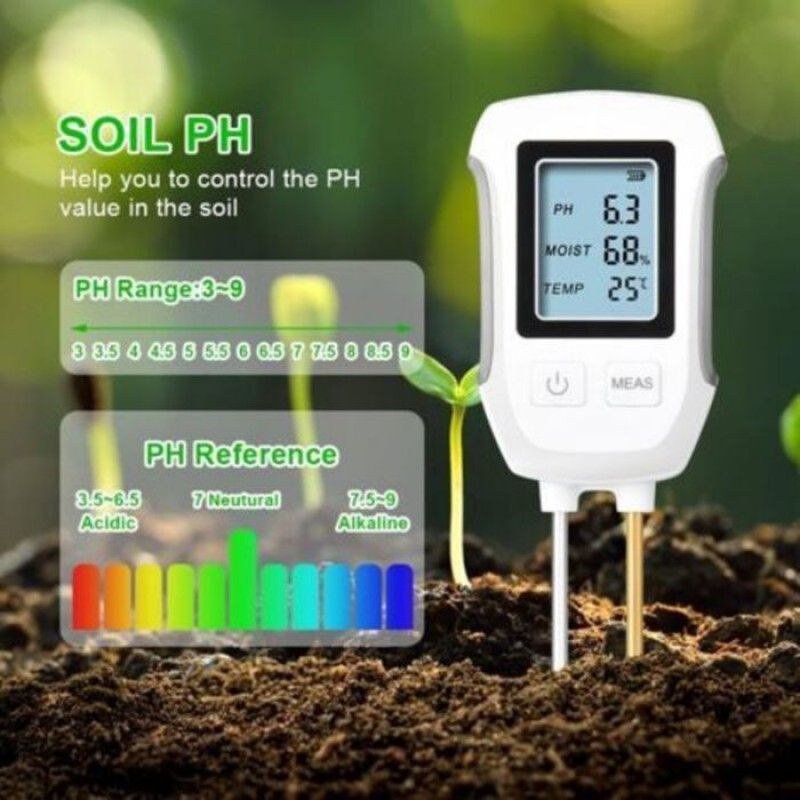 5 In 1 Soil Tester Ph Meter Digital Plant Thermometer Tester With Brightness/temperature/soil Ph/soil Moisture/environmental Humidi