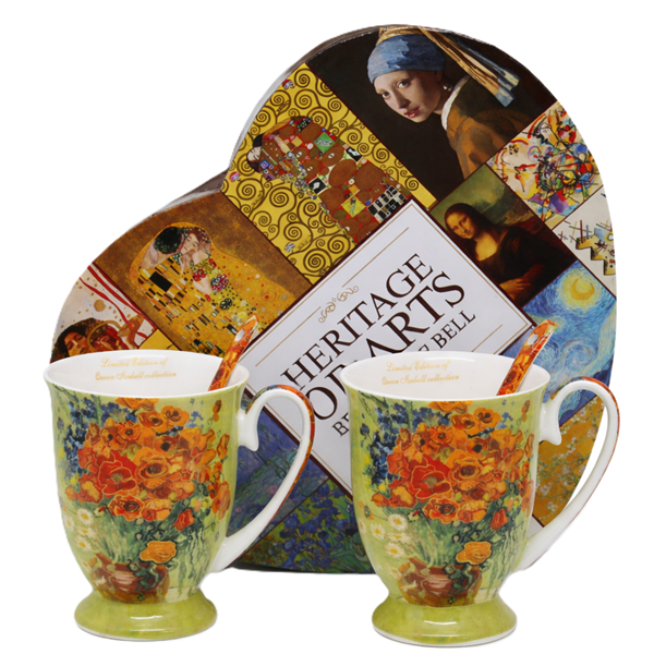 Porzellantassen-set Mit Löffeln „mohnblumen“ – Vincent Van Gogh Als Geschenk