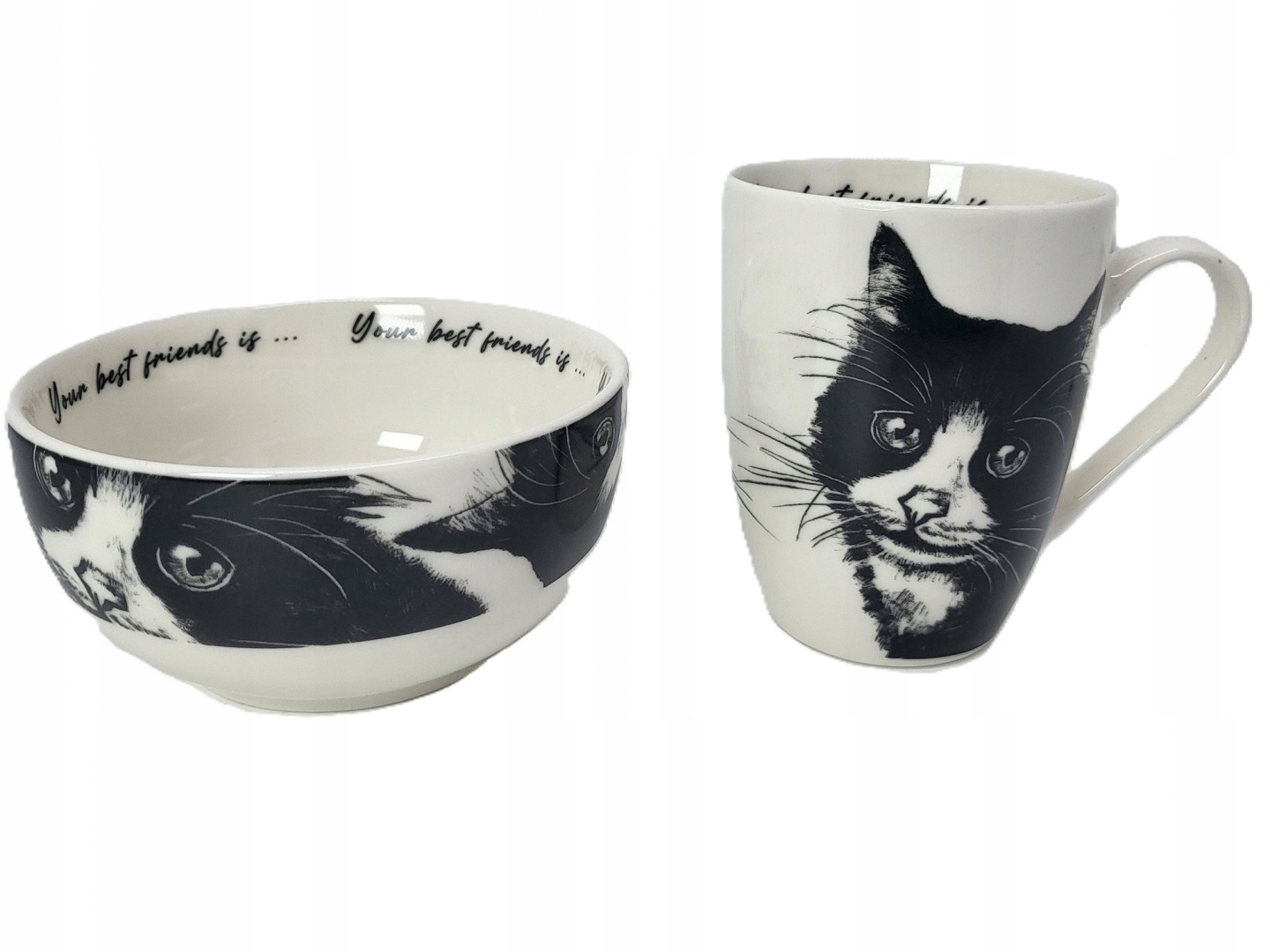 Ein Tolles Set Aus Tasse Und Schüssel Mit Katzenmotiv – Ideal Als Geschenk