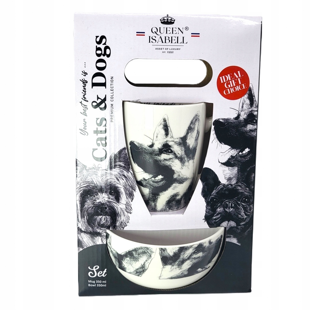Ein Tolles Set Aus Tasse Und Schüssel Mit Dem Bild Eines Deutschen Schäferhundes Als Geschenk
