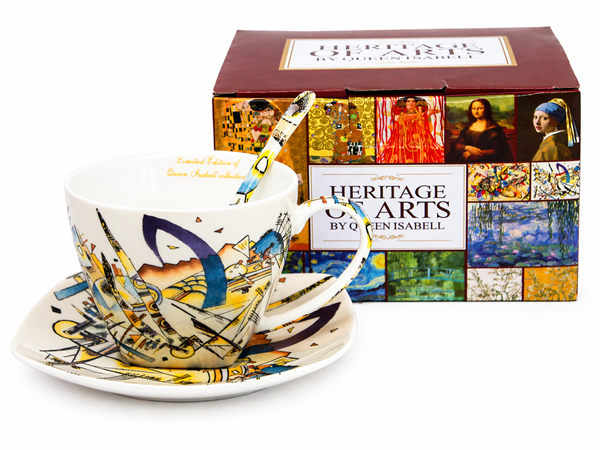 Tasse Mit Untertasse Und Löffel, 250 Ml, Kandinsky-porzellan, Künstlerisches Geschenk