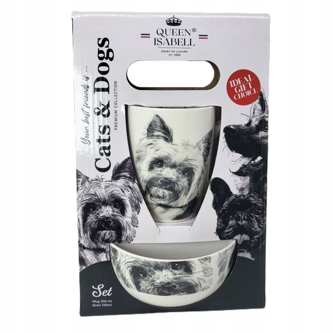 Ein Tolles Set Aus Tasse Und Schüssel Mit Dem Bild Eines Yorkshire Terriers Als Geschenk