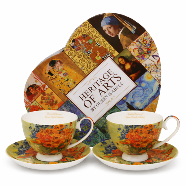Porzellantassen 250 Ml „mohnblumen“ – Vincent Van Gogh, Als Geschenk, 2er-set