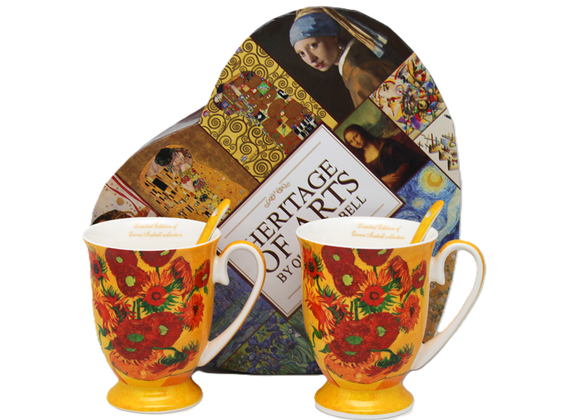 Porzellantassen, 2 Stück, Vincent Van Gogh Sonnenblumen – Ein Luxuriöses Geschenk