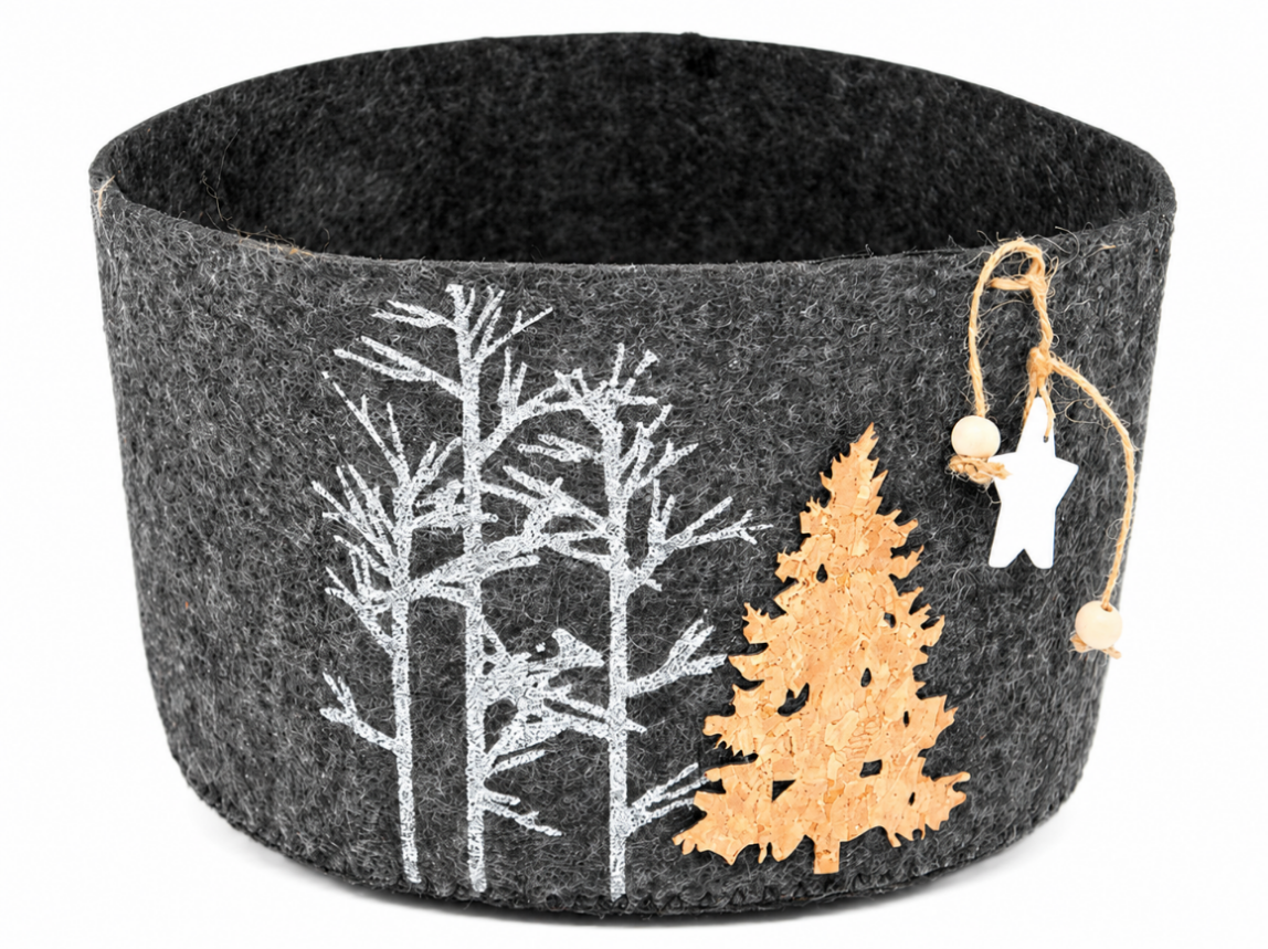 Weihnachtlicher Filzüberzug Für Einen Blumentopf, Weihnachtsbaum Oder Als Dekoration, 23 × 15 Cm