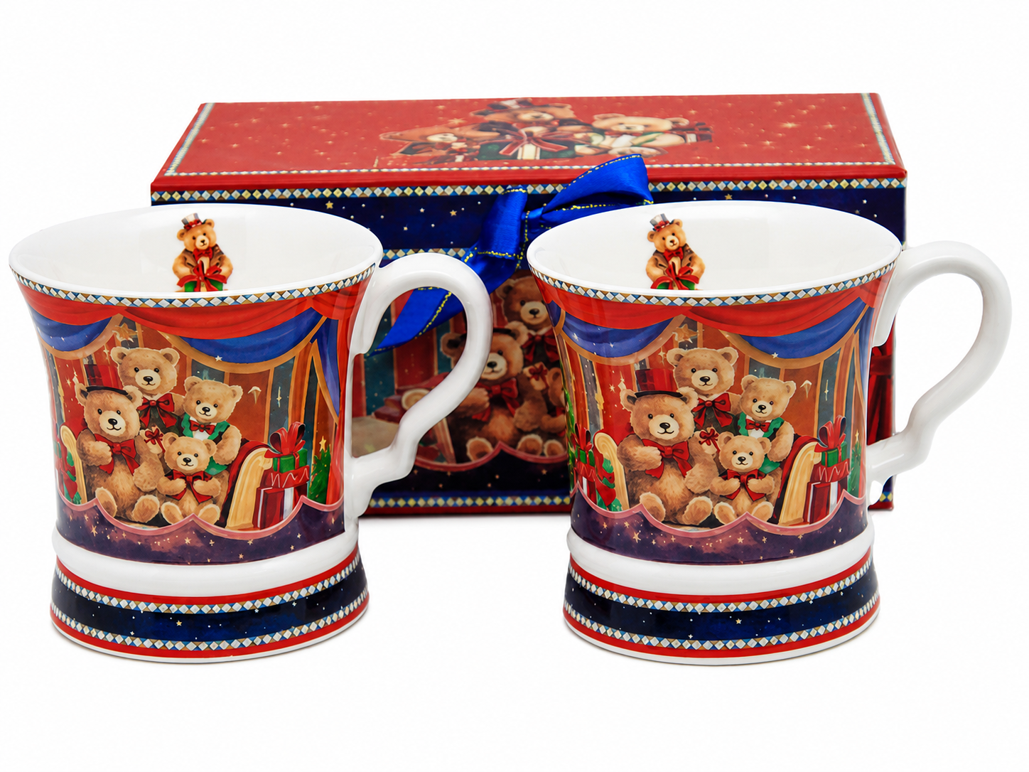 2er-set Weihnachtstassen (350 Ml) Mit Teddybärenmotiv In Einer Geschenkbox