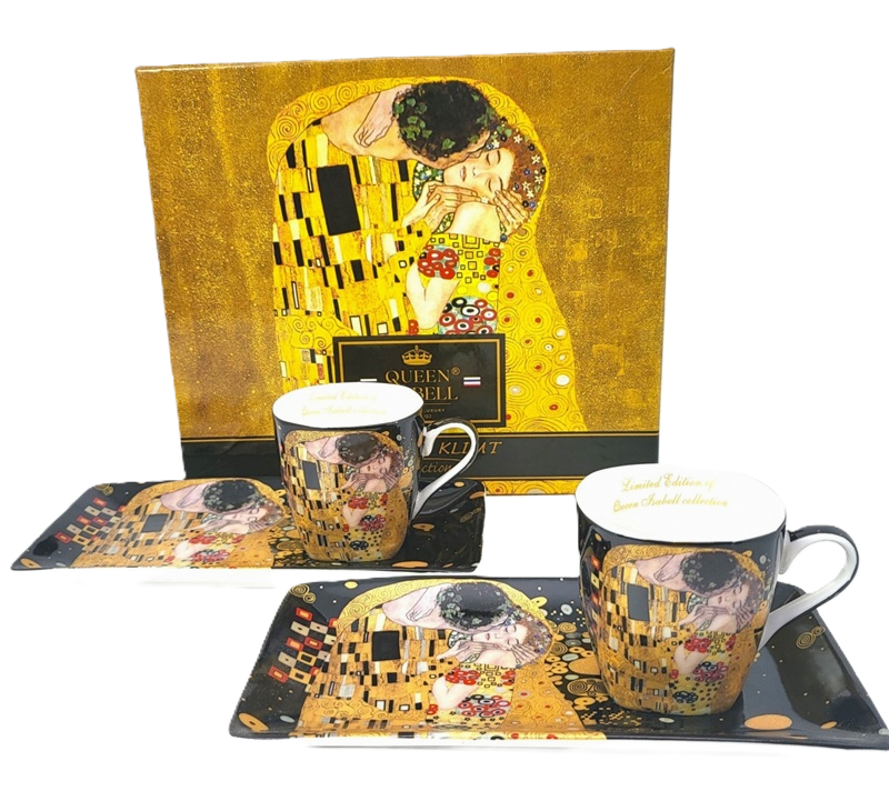 Klimt „der Kuss“ Espressotassen, 2er-set, Mit Untertassen In Einer Schachtel