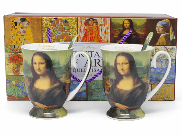 Porzellantassen, 2 Stück, Leonardo Da Vinci „mona Lisa“, 300 Ml, Als Geschenk