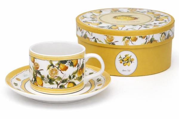 180 Ml Zitronen-porzellantasse Mit Untertasse, Perfekt Als Geschenk