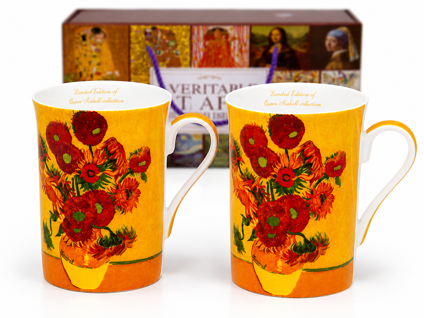 Van Gogh Sonnenblumen-tassen, 2 X 300 Ml – Premium-porzellan-geschenkset