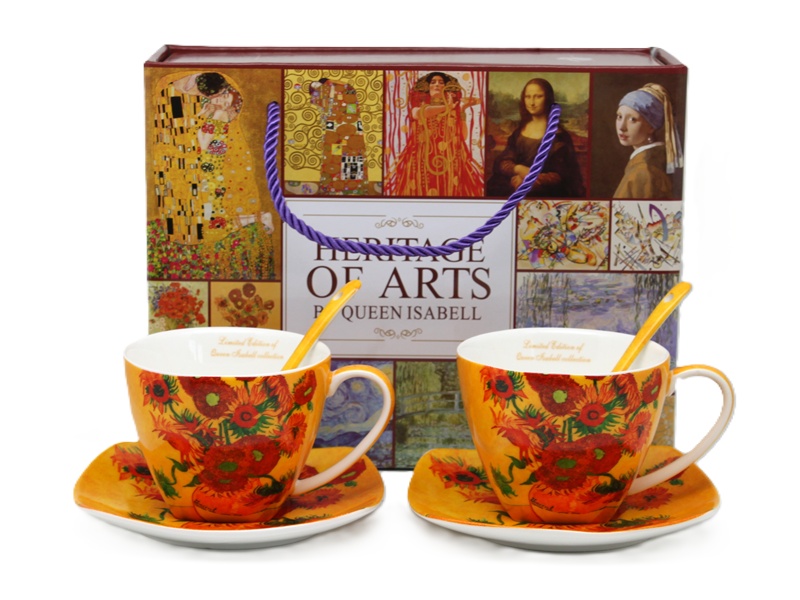 Porzellantassen Mit Untertassen, 2er-set, Van Gogh Sonnenblumen, 250 Ml