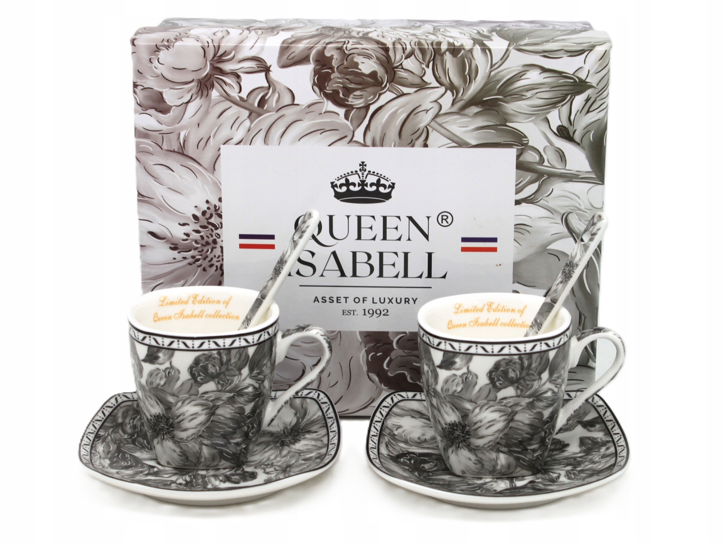 Espressotassen-set Aus Porzellan, 80 Ml, In Einer Schachtel, Kollektion Gray Rose