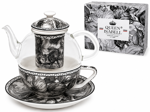 Teeservice „graue Rose“, Tasse Und Krug, Geschenk Von Königin Isabella