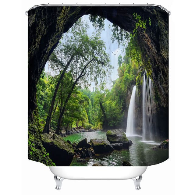 Shining House Duschvorhangeinlage, Polyester 3d-digitaldruck, 12 Haken, Passend Für Verschiedene Stangen B 150 Cm X H 180 Cm