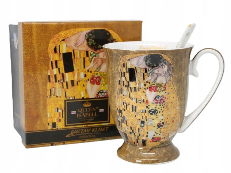 Großer Porzellanbecher (300 Ml) Mit Löffel In Einer Schachtel, Klimt-kuss-kollektion