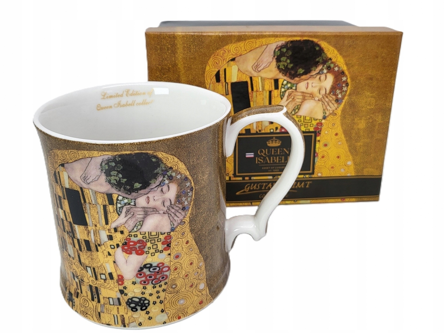 Großer Porzellanbecher (360 Ml) In Geschenkverpackung, Kollektion „klimt Kiss