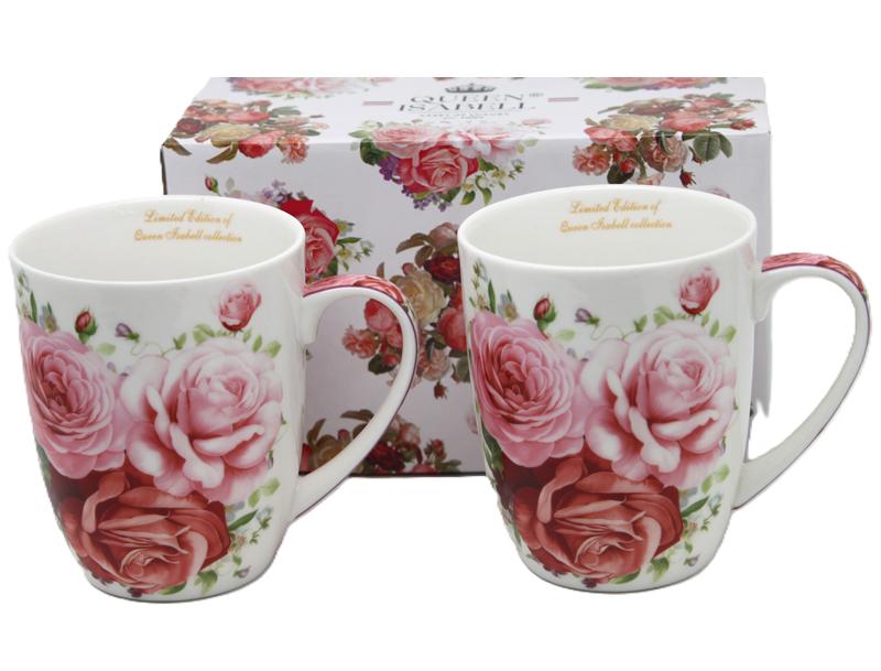 Große Porzellantassen, 400 Ml, Set In Einer Geschenkbox – Kollektion Rose