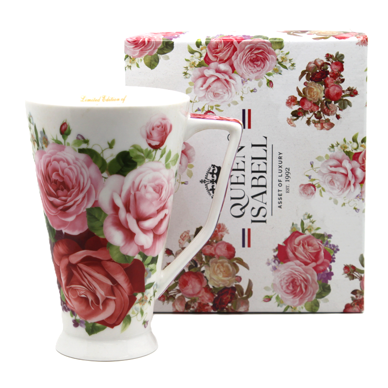 Großer Jumbo-porzellanbecher (500 Ml) In Einer Geschenkbox Aus Der Rose-kollektion.