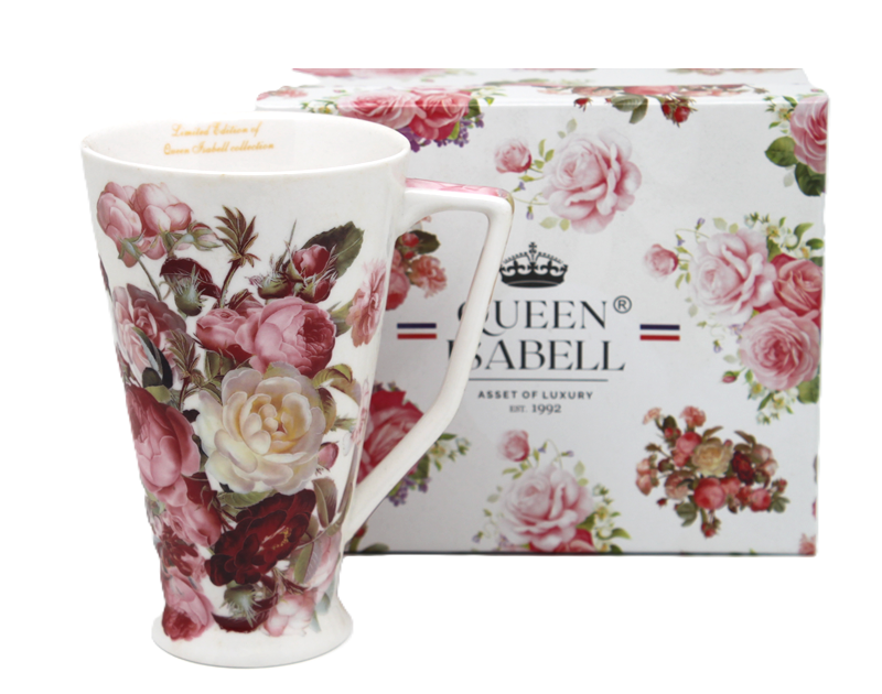 Großer Jumbo-porzellanbecher (500 Ml) In Einer Box, Kollektion Classic Rose