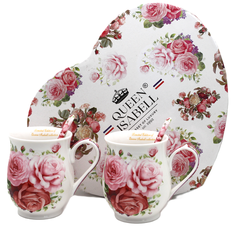 Große Porzellantassen, 2er-set (350 Ml), In Einer Geschenkbox – Kollektion Rose